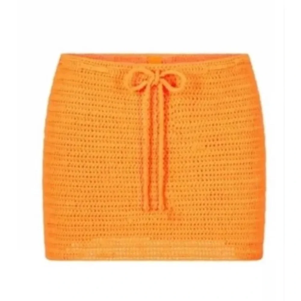 Skims Crochet Swim Mini Skirt in orange NWT